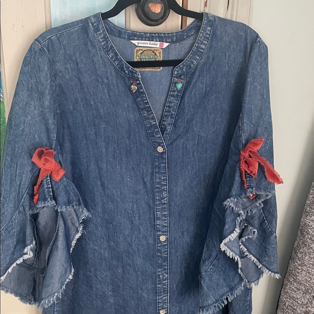 Denim Cowboy Graphic Jacket /Dress oversized 💕 - Picture 4 of 5
